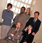 standing l-r: Billy Burke, Michael Jai White, Joelle Carter, Martin Donovan, (sitting) Ted Levine, Michelle Forbes