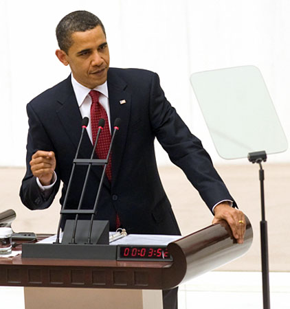 Barack Obama addresses the Turkish Grand National Assembly.