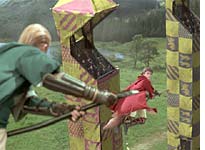 Draco and Harry battle on the Quidditch field 