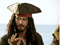 Johnny Depp swashbuckles in Pirates of the Caribbean: Dead Man's Chest 
Click image to expand.