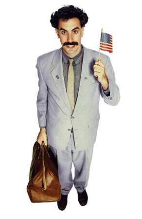Sacha Baron Cohen as Borat.