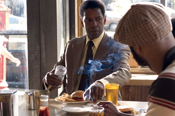 Denzel Washington plays Frank Lucas, and Common plays his brother Turner in American Gangster, set in 1970s Harlem.