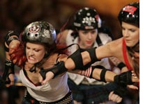 Rollergirls strap on their skates and come out swinging
