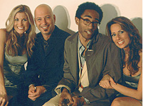 Troy Patterson with Howie Mandel and two wannabe Vanna Whites 