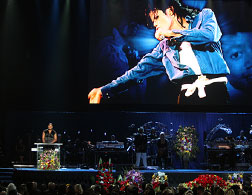 Michael Jackson's public memorial service at Stables Center. Click image to expand.