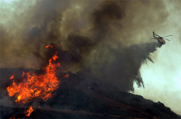 A wildfire in Malibu, Calif.