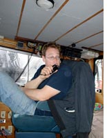 My exhausted fiance two-fisting his radios