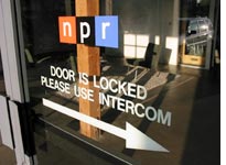 The foreboding entrance to NPR West's new offices