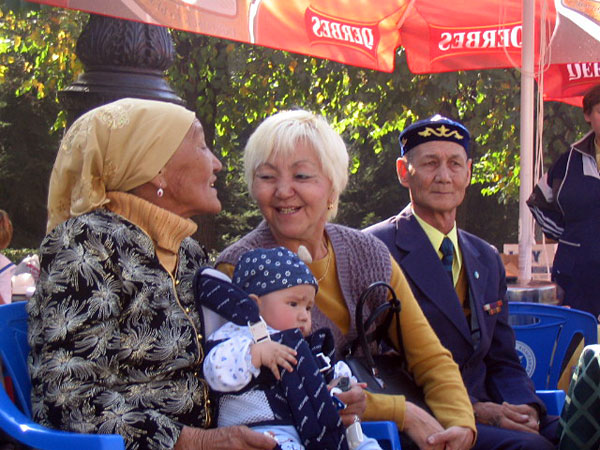 Kazakhs at a street festival.