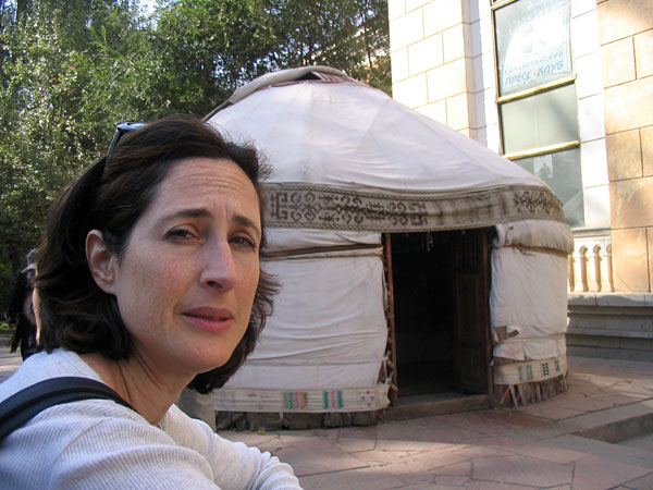 Sharon and a Kazakh yurt.