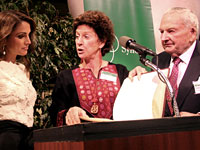 Queen Rania, Peggy Delany, and David Rockefeller at Synergos. Click image to expand.
