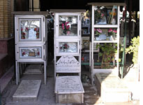 Aluminum cases serve as makeshift shrines to fallen soldiers 