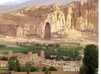 The former home of the 175-foot Bamiyan Buddha at sunrise