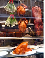In the window of Yung Kee today: barbecue pork and chicken, but no goose
