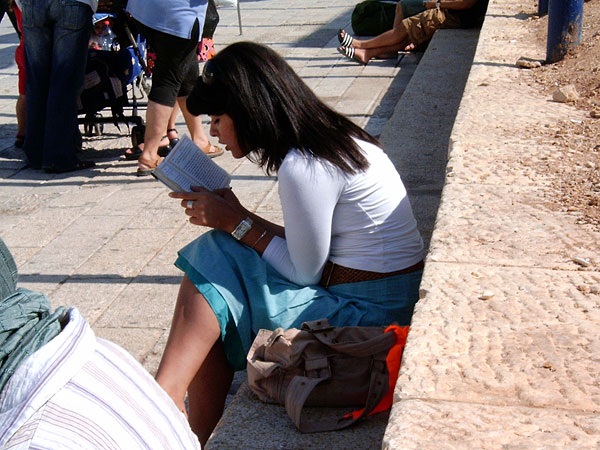 A prayer near the Western Wall.