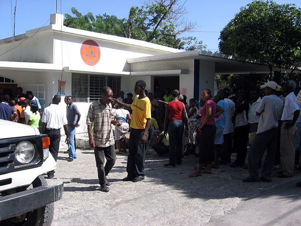 The line outside a Port-au-Prince registration bureau at 10 a.m. People had been in line since 5 that morning.