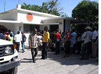 The line outside a Port-au-Prince registration bureau at 10 a.m. People had been in line since 5 that morning. Click image to expand.