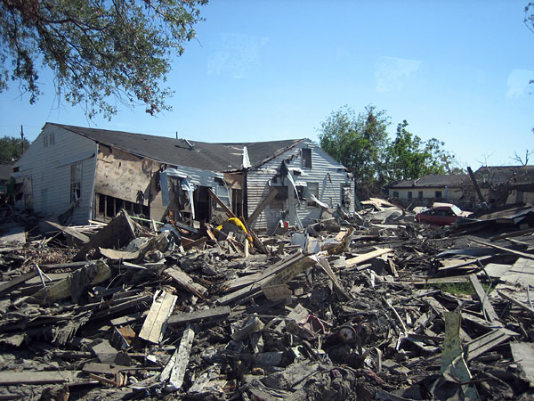 Some houses remained intact because they'd floated away.