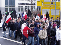 Neo-Nazi demonstrators on their route. Click image to expand.