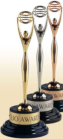 Clio Awards trophies.