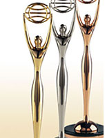 Clio Awards trophies.