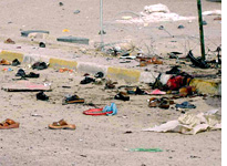 Debris from a bomb that killed 14 in Fallujah. Click image to expand.