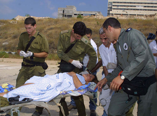 A wounded Israeli in Tzfat.