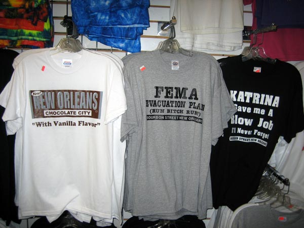 Wacky T-shirts for sale in the French Quarter.