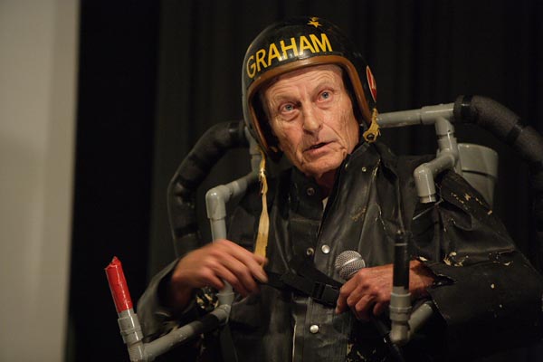 Harold Graham, the first person to launch himself with a rocketbelt.
