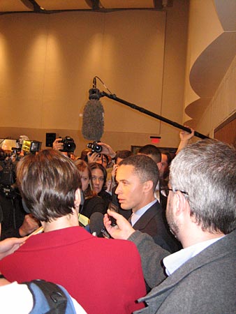 Ford being interviewed after the debate.