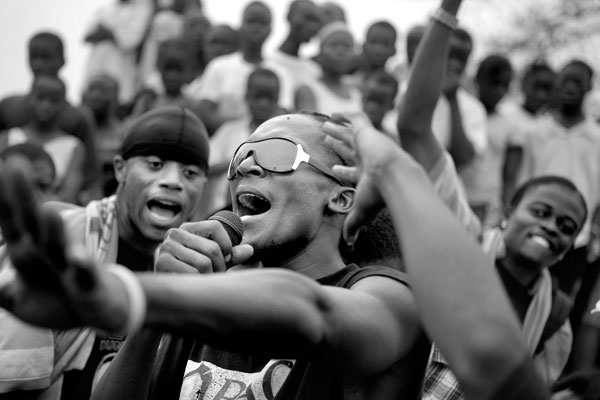 Walter Wilson, a rapper with L.I.B. Records, freestyles on Decoration Day.