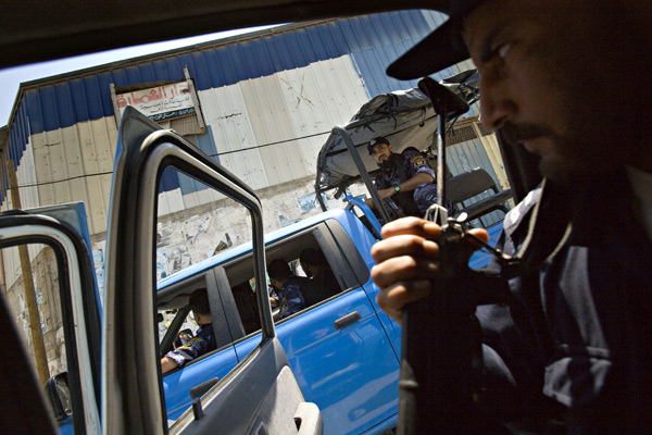 Gaza police officers on patrol.