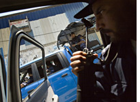 Gaza police officers on patrol
Click image to expand.