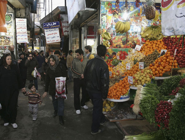 Iranians at a market in Tehran.