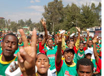 Protestors at the 2006 Great Ethiopian Run in Addis Ababa. Click image to expand.