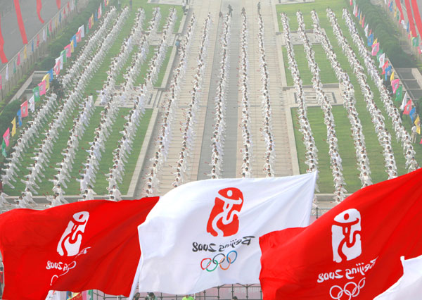 Celebrating one year until the 2008 Olympics.