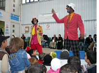 Iraqi clowns stage a performance. Click image to expand.