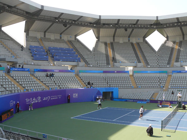 Inside the tennis center during the doubles final.