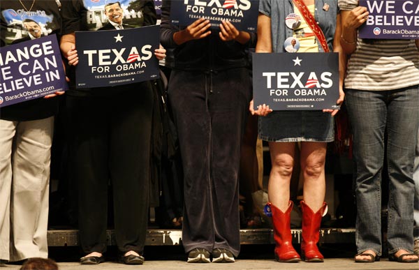 Supporters at an Obama rally in Selma, Texas.