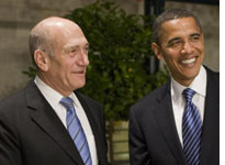 Ehud Olmert and Barack Obama
