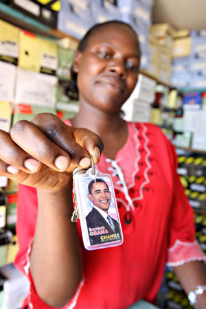 Obama merchandise for sale in Kisumu.
