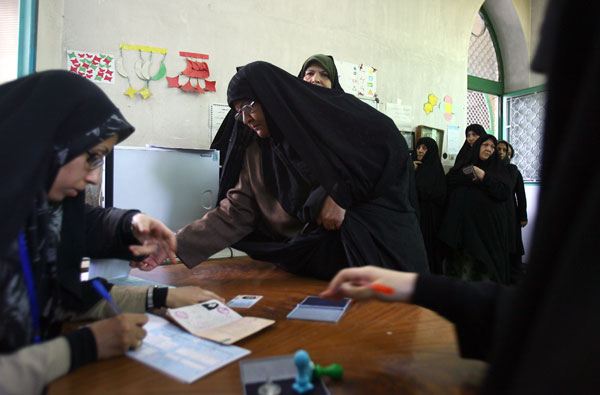 Women voting in Tehran, Iran.