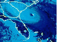 Last light visible image of Hurricane Hugo. Click image to expand.
