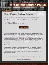 Meth Offender Registry Database.