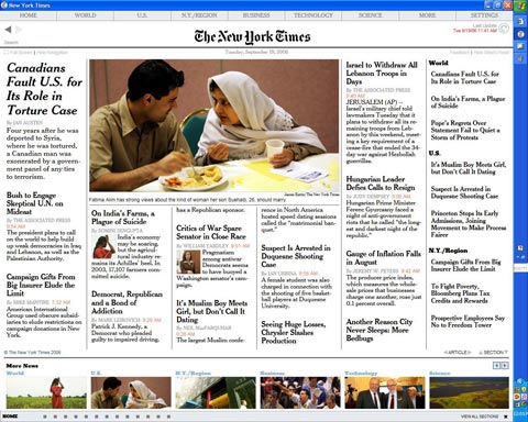 new york times newspaper layout. New York Times for its Web