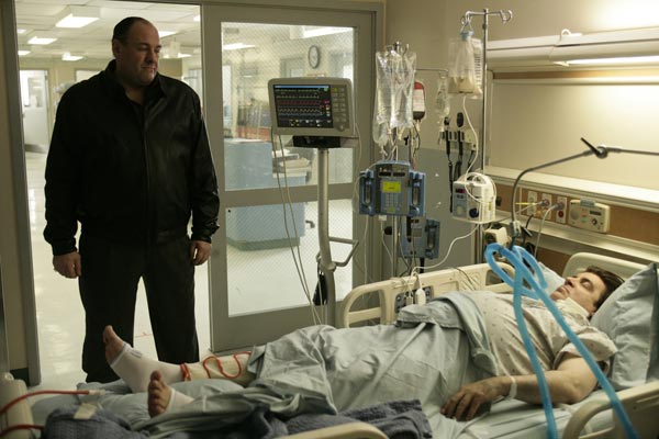 Tony (James Gandolfini) visits a comatose Silvio Dante (Steven Van Zandt) in The Sopranos finale.