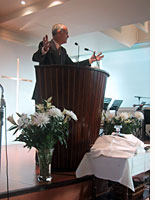 Pastor Christian Capron at the Evangelical Assembly of the Pentecost in St. Denis