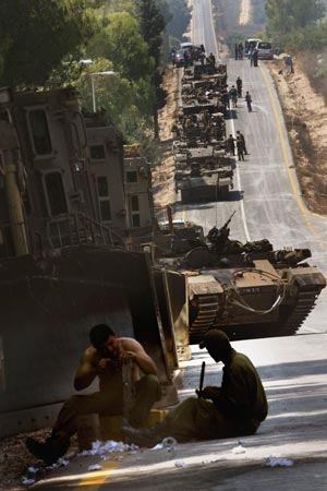 Israeli soldiers, preparing.