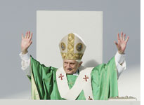 Pope Benedict XVI at mass 
Click image to expand.