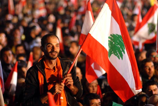 Demonstrators in Beirut.